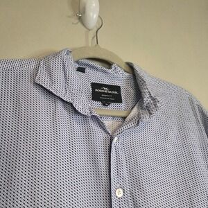 Rodd & Gunn Geometric Print Button Down Shirt Mens Medium Sports Fit Blue Italy
